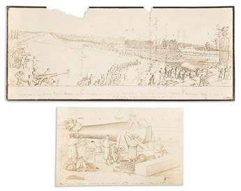 (CIVIL WAR--VERMONT.) Pair of illustrated letters by Captain John S. Tyler, and 5 related photographs.